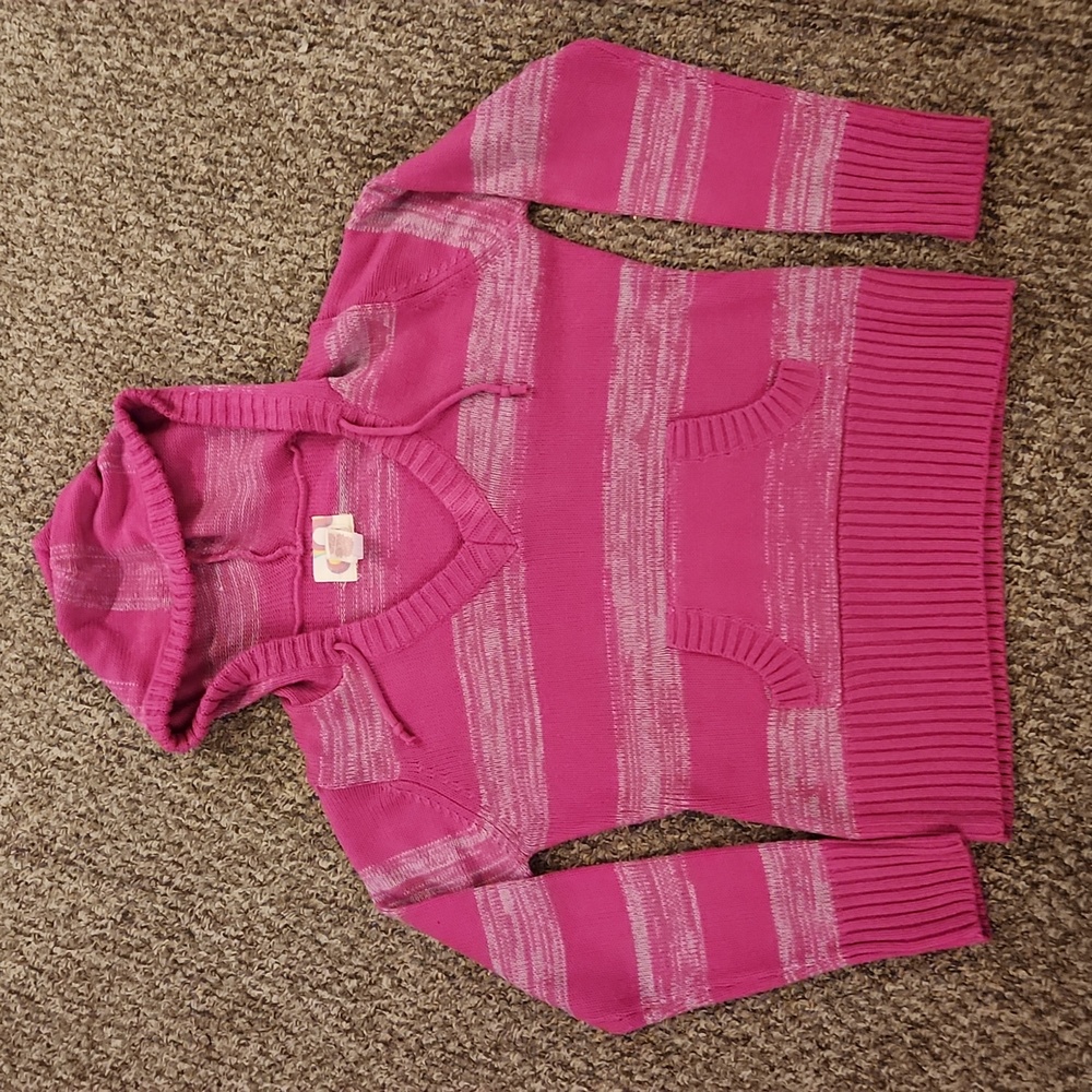 OP Hooded Pink and Gray Pullover Sweater Size XXL